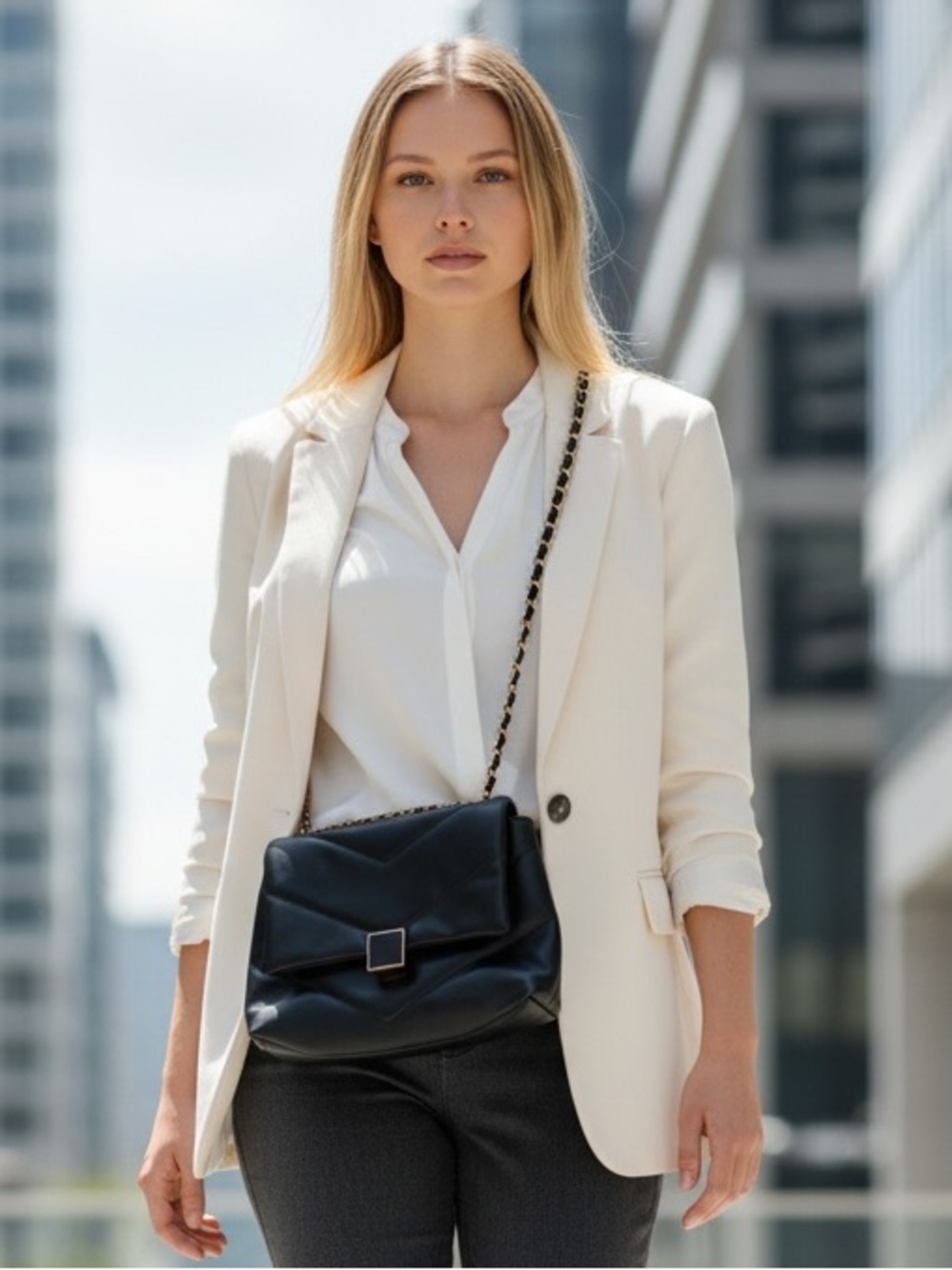 Chic Black Quilted Shoulder Bag with Chain Strap